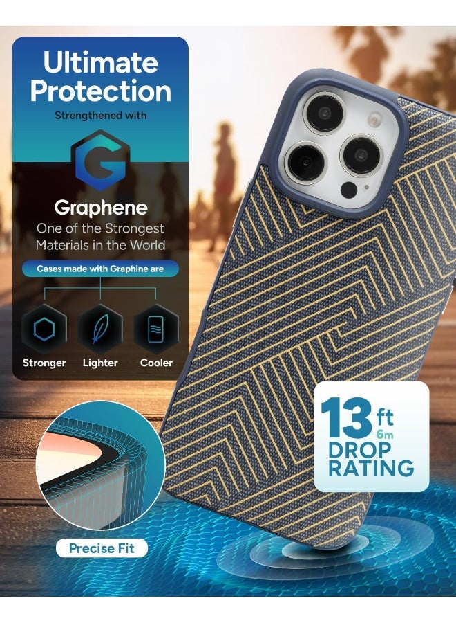 ZAGG London Snap Case for iPhone 16 Pro Max Navy with Gold Geometric Design - Image 4