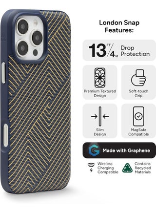 London Snap Case for iPhone 16 Pro Max Navy with Gold Geometric Design - view 3