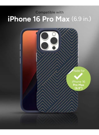 London Snap Case for iPhone 16 Pro Max Navy with Gold Geometric Design - view 2