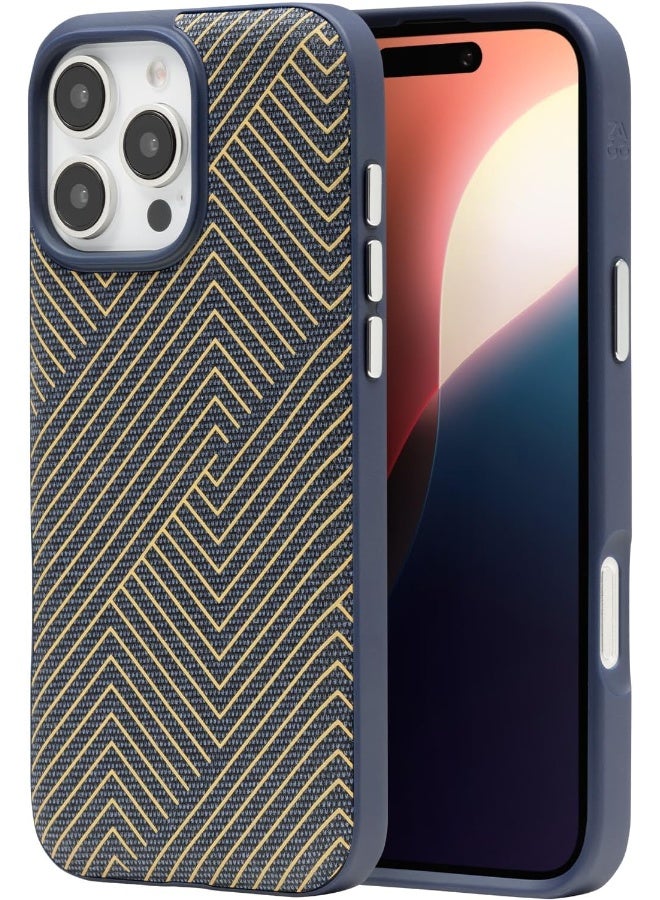 ZAGG London Snap Case for iPhone 16 Pro Max Navy with Gold Geometric Design - Image 1