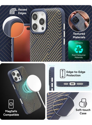 London Snap Case for iPhone 16 Pro Max Navy with Gold Geometric Design - view 5