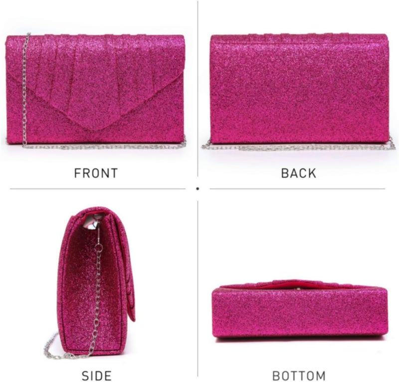DASEIN Women's Evening Bag Pleated Envelope Clutch Handbag Wedding Party Bridal Purse - Image 4