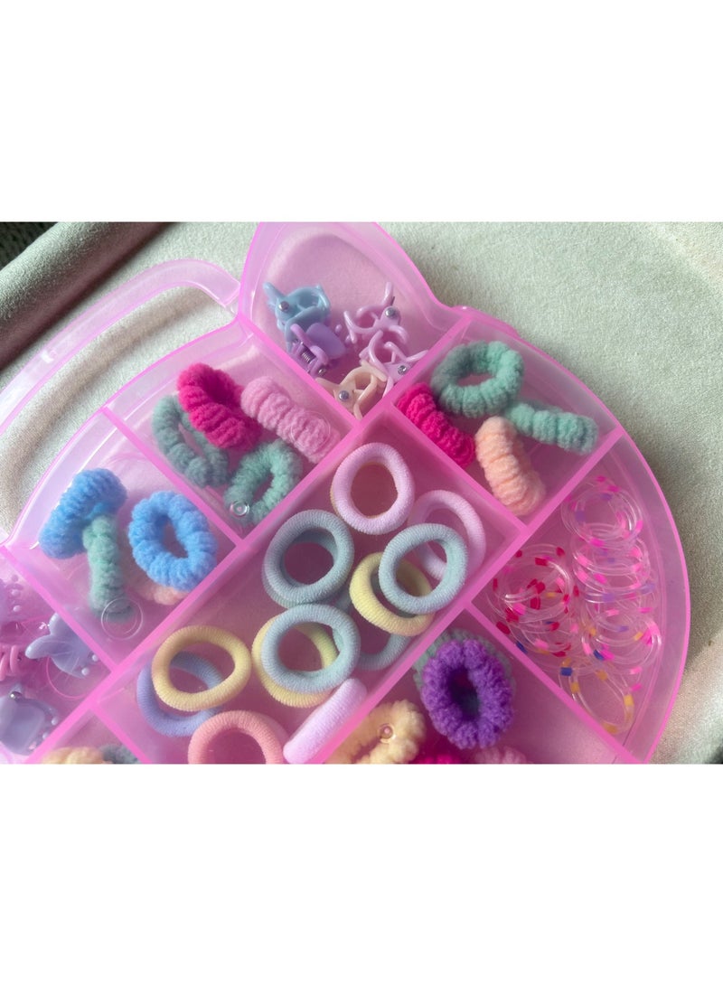 Cartoon PP Boxed Set of Claw Clips & Terry Cloth Hair Ties, Disposable Cute High-Elasticity No-Trace Hair Bands for Babies & Kids - Image 2