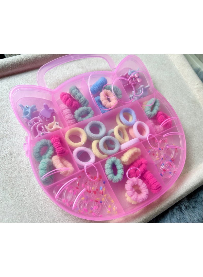 Cartoon PP Boxed Set of Claw Clips & Terry Cloth Hair Ties, Disposable Cute High-Elasticity No-Trace Hair Bands for Babies & Kids - Image 3