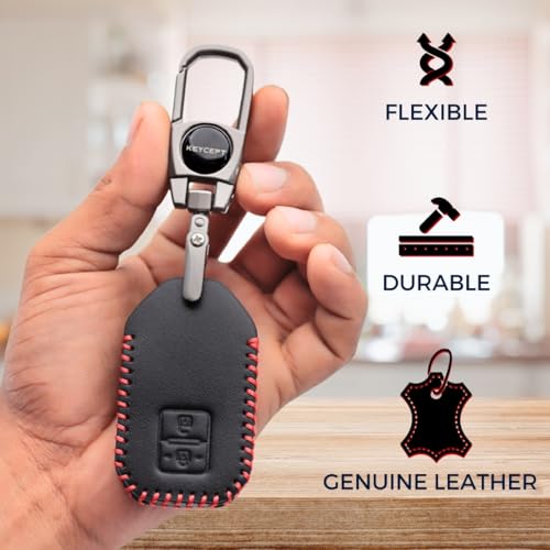 KEYCEPT Metal Keycover for Suzuki Swift, Dzire, Ertiga, Brezza, Fronx, Jimny, Ignis, Rumion, Hyryder, E-Vitara, Victoris 2 Button Smart Key with Keychain (Classic Leather). - Image 4