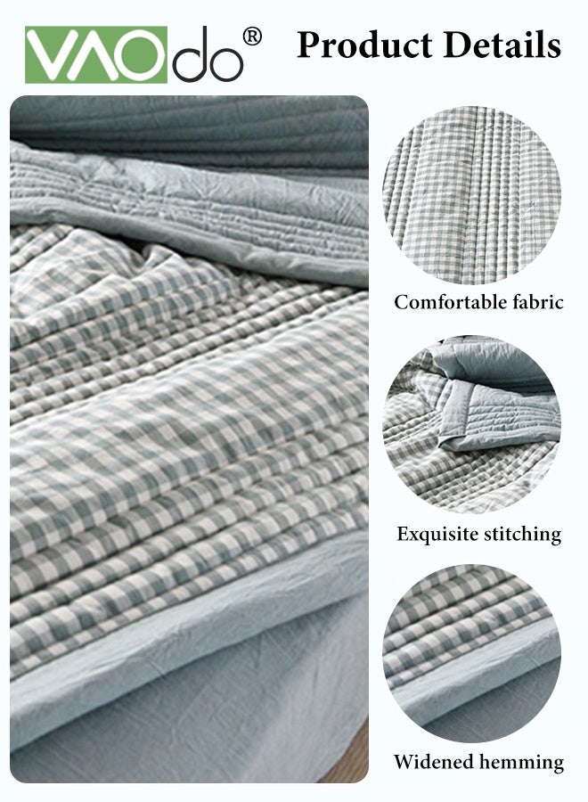 VAOdo Summer Quilt, Overall washable Soft Blanket, Washed Cotton Material Bed Quilt, Soft and Breathable Lightweight for Spring Summer Autumn Air-conditioned Room Quilt 200*230CM - Image 5