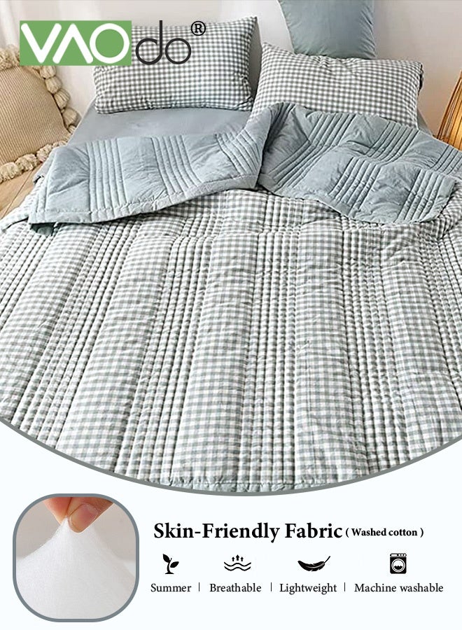 VAOdo Summer Quilt, Overall washable Soft Blanket, Washed Cotton Material Bed Quilt, Soft and Breathable Lightweight for Spring Summer Autumn Air-conditioned Room Quilt 200*230CM - Image 4