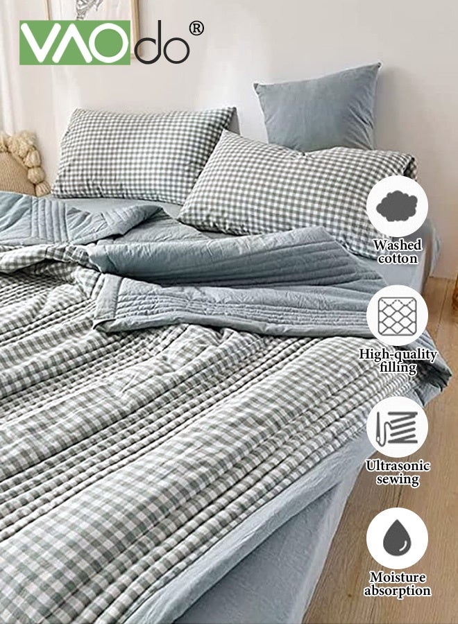 VAOdo Summer Quilt, Overall washable Soft Blanket, Washed Cotton Material Bed Quilt, Soft and Breathable Lightweight for Spring Summer Autumn Air-conditioned Room Quilt 200*230CM - Image 3