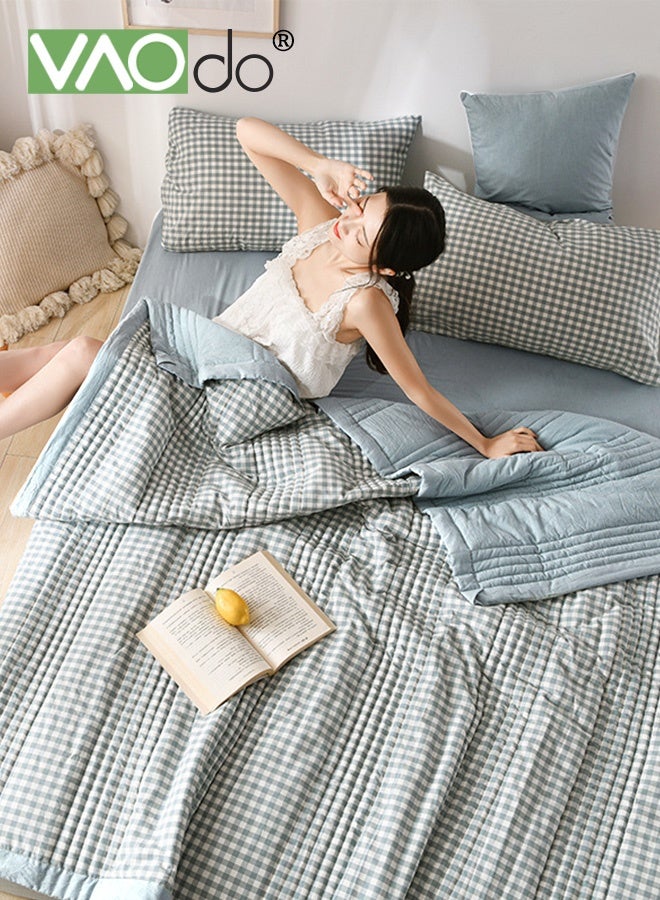 VAOdo Summer Quilt, Overall washable Soft Blanket, Washed Cotton Material Bed Quilt, Soft and Breathable Lightweight for Spring Summer Autumn Air-conditioned Room Quilt 200*230CM - Image 2