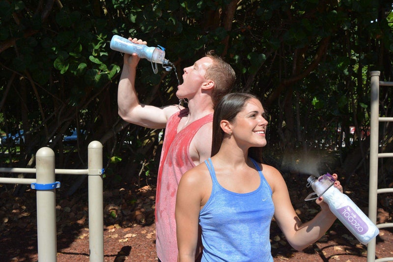 O2COOL Mist 'N Sip Misting Water Bottle 2-in-1 Mist And Sip Function With No Leak Pull Top Spout Reusable Sports Water Bottle - 20 oz (Crackle Green) - Image 2