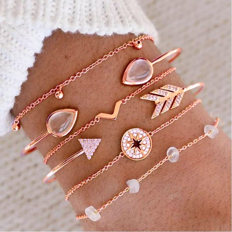 NEWITIN 67 Pieces Rose Gold Jewelry Set for Women Fashion Costume Jewelry Gold Plated Necklace Bracelet Ring Earrings Set for Women - Image 4