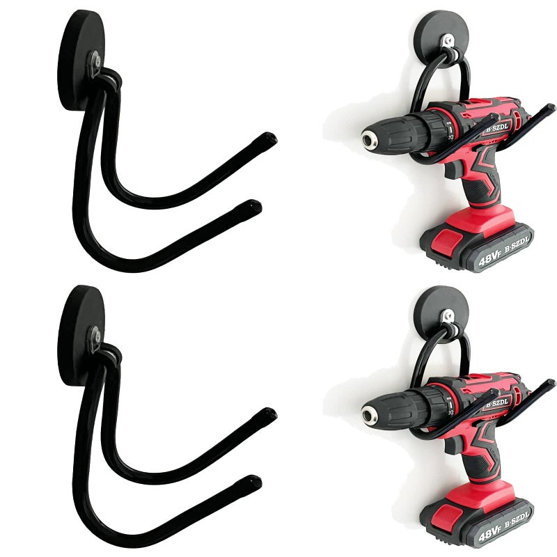 Pmsanzay 2 Pack Power Drill Tool Organizer HolderMagnetic Tool HoldersGarage Tool Storage RackHeavy Duty Large Garage Magnet Utility Hooks with Rubber Coating No Scratches No Power Drill