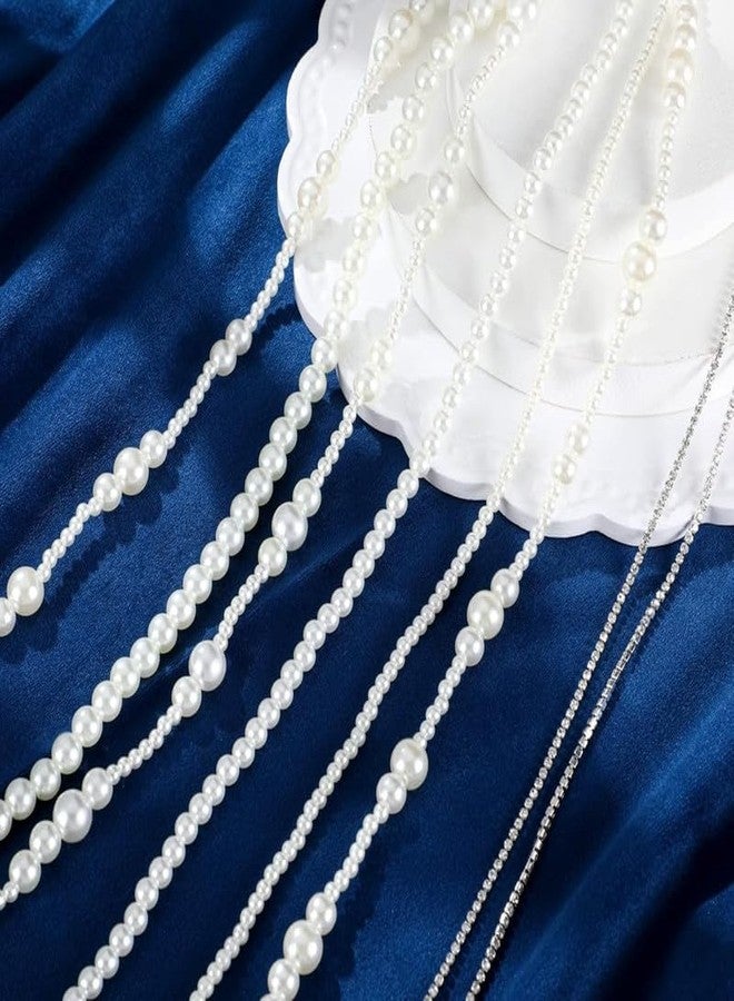 CHIROGRAPHY 6 Pcs Premium Hair Clip, Hair Accessories Set of 6 - Rhinestone Hair Chains & Pearl Hair Extensions with Invisible Black Hair Clips for Braids for Women - Image 4