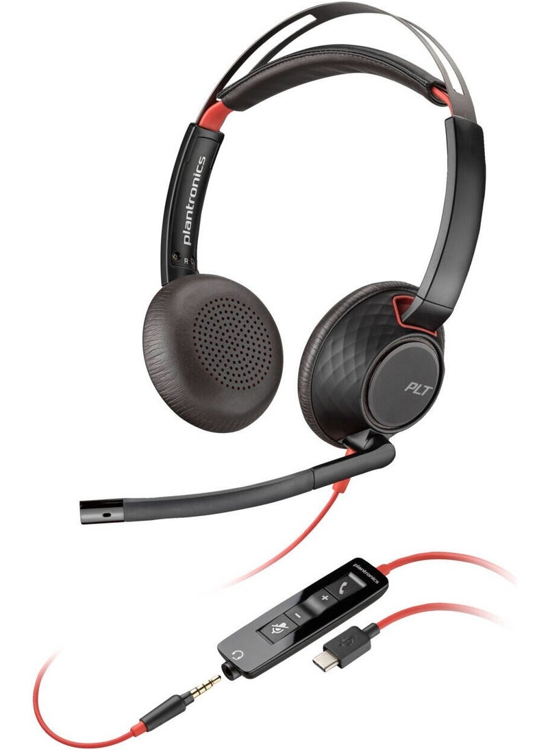 Poly Blackwire 5220 Stereo USB-C Headset +3.5mm Plug +USB-C/A Adapter (Bulk) (8X231A6)