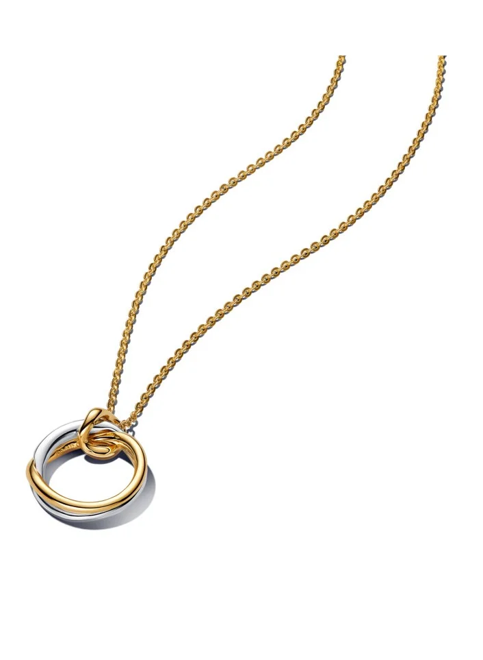 باندورا Organically Shaped Two-Tone Pendant Necklace