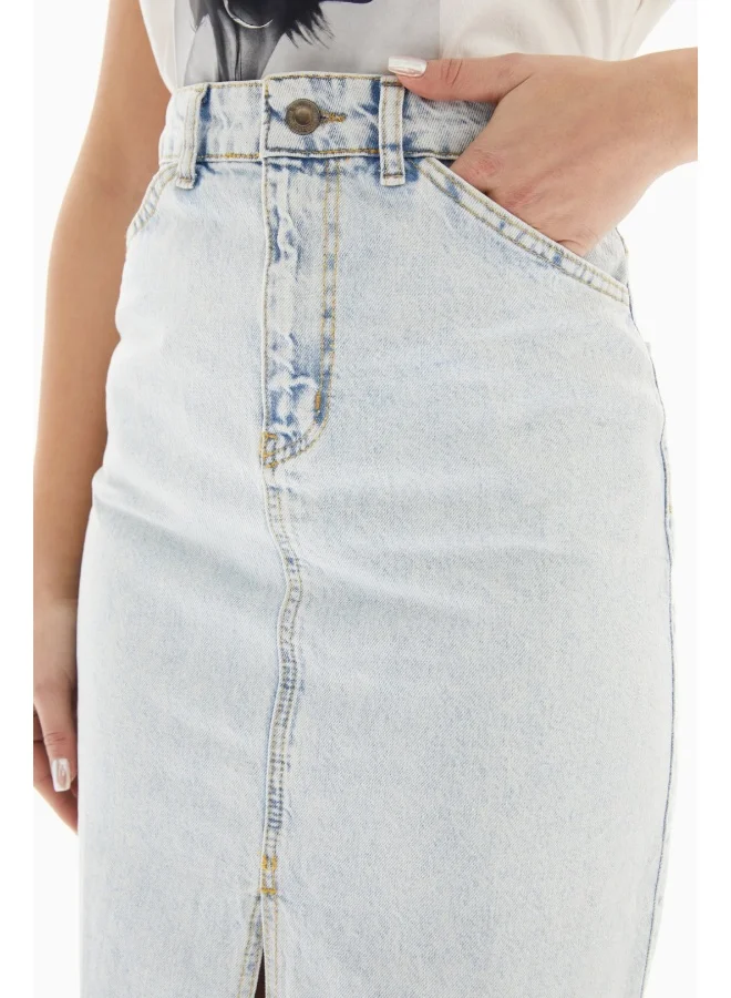 Wecre8 Light Blue Washed Denim Skirt