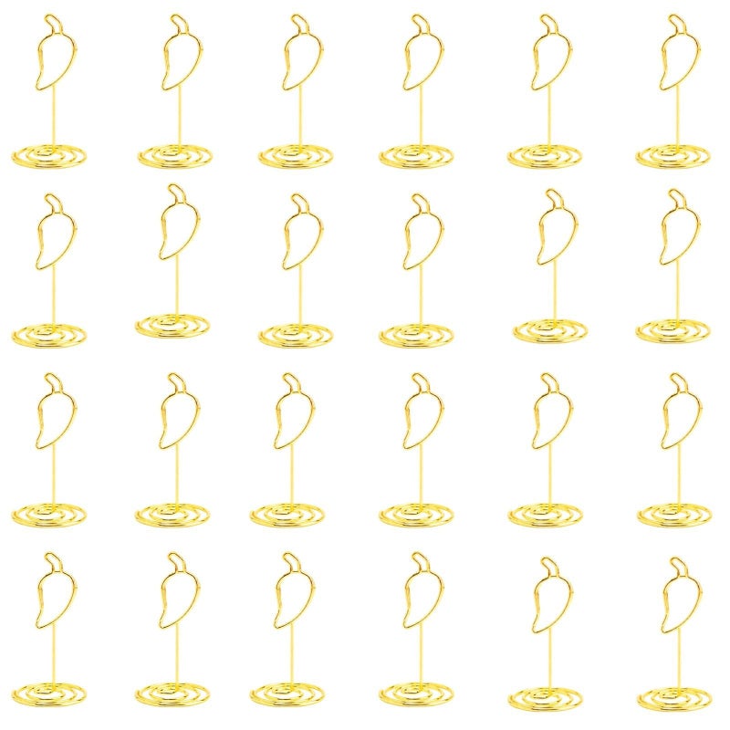24 Pcs Gold Chili Pepper Card Holders Metal Food Display Stands 3.9x3.9x2.8In - Image 2