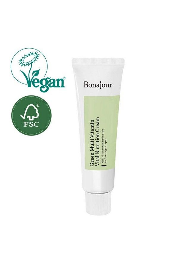 BONAJOUR - ] Vegan Natural Green Multi Vitamin Moisturizing Cream For Face 70% Vitamin Anti Aging & Brightening Remove Dark Spot 1.7 Fl. Oz - Image 1
