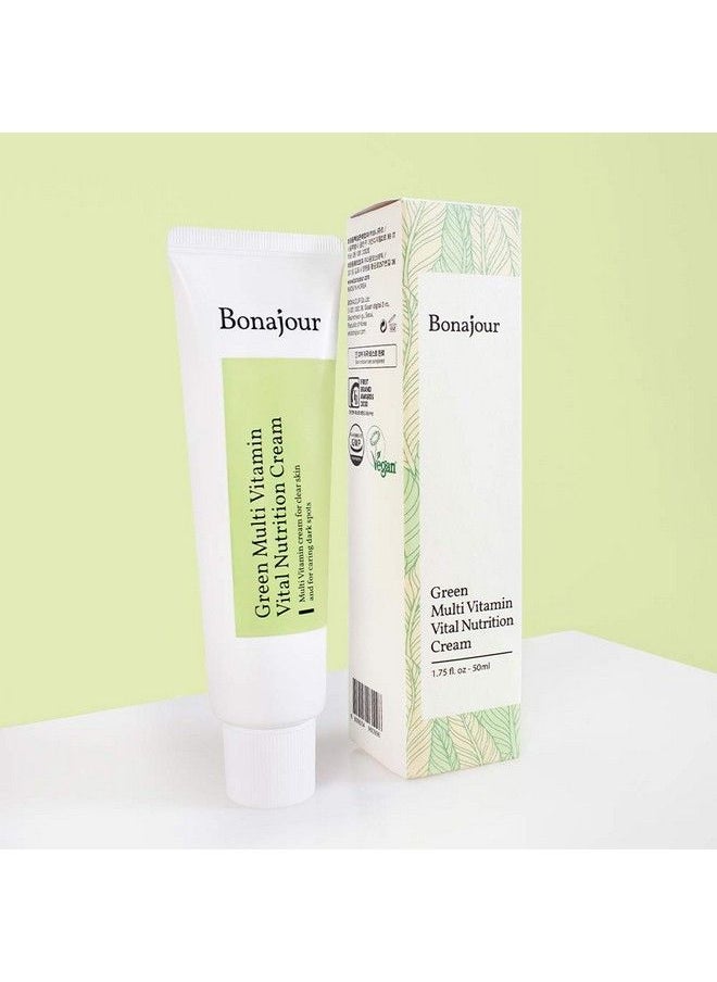 BONAJOUR - ] Vegan Natural Green Multi Vitamin Moisturizing Cream For Face 70% Vitamin Anti Aging & Brightening Remove Dark Spot 1.7 Fl. Oz - Image 1