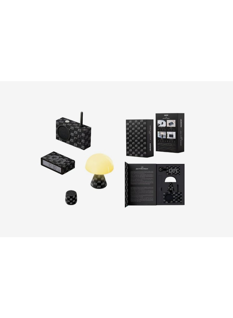 LEXON Gift Set X Jean-Michel Basquiat Crown (Mino+ Speaker, Mina M LED Lamp, Flip+ Alarm Clock, & Tykho 3 Fm Radio & Speaker) - Image 5