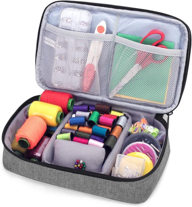 LUXJA Sewing Accessories Organizer, Double-Layer Sewing Supplies Organizer for Needles, Scissors, Measuring Tape, Thread and Other Sewing Tools (NO Accessories Included), Gray - Image 3