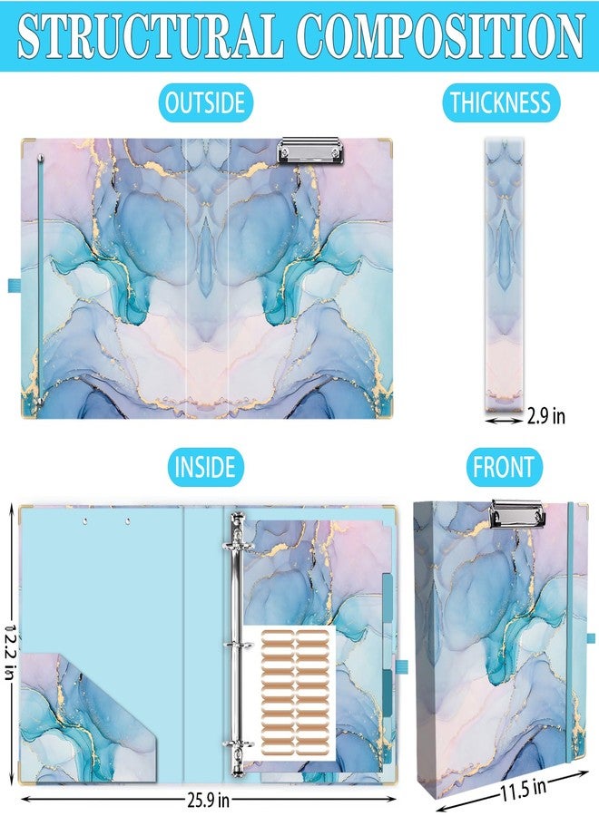 Lateefah 3 Ring Binder, 2 Inch Binder Organizer for Letter Size(8.5'' x 11'') with 5-Tab Dividers and Pockets, File Folders with Low Profile Clipboard for Office, School Supplies - Image 2