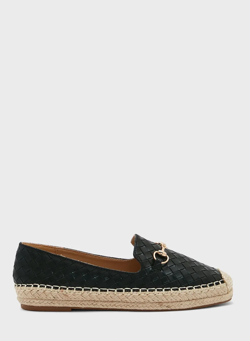 Ginger Lattice Horsebit Flat Espadrille