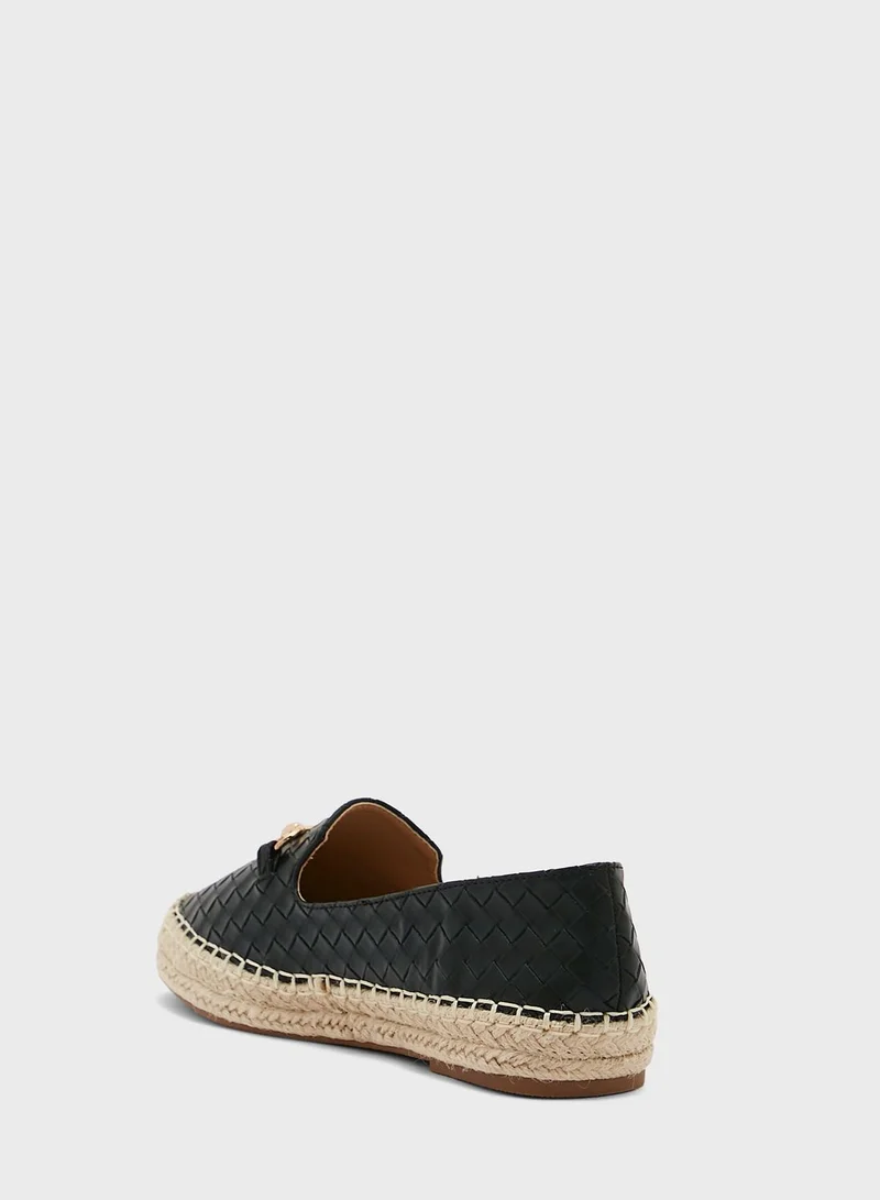 Ginger Lattice Horsebit Flat Espadrille