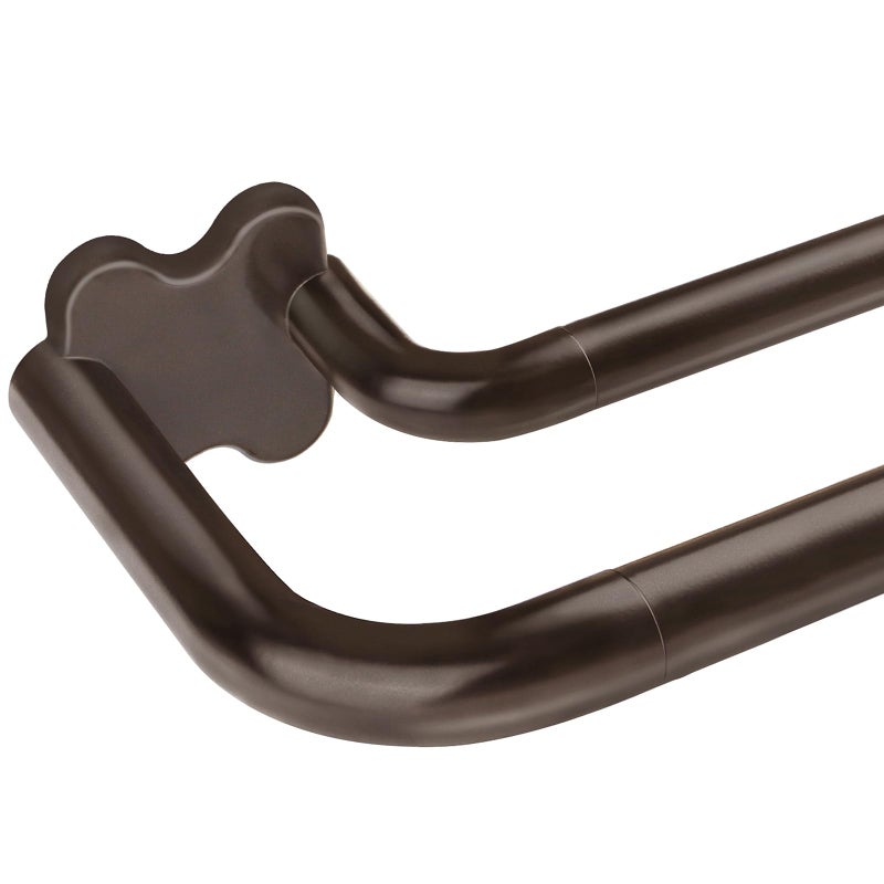 USFOOK Bronze Double Curtain Rods, Blackout Wrap Around Curtain Rods for Windows 32 to 58 Inch, 6/8 Inch Room Darkening Curtain Rod - Image 1