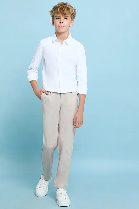 R&B Solid Pants with Button Closure