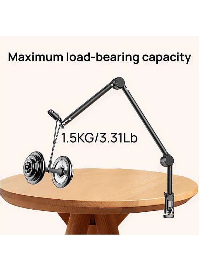 والالا حامل ميكروفون من الفولاذ الكربوني، حامل ميكروفون بذراع ذراع، مشبك تثبيت على المكتب، محول براغي، إدارة كابلات، مشابك ميكروفون، حامل ميكروفون بذراع ذراع للألعاب، البودكاست، الغناء، البث المباشر - Image 3