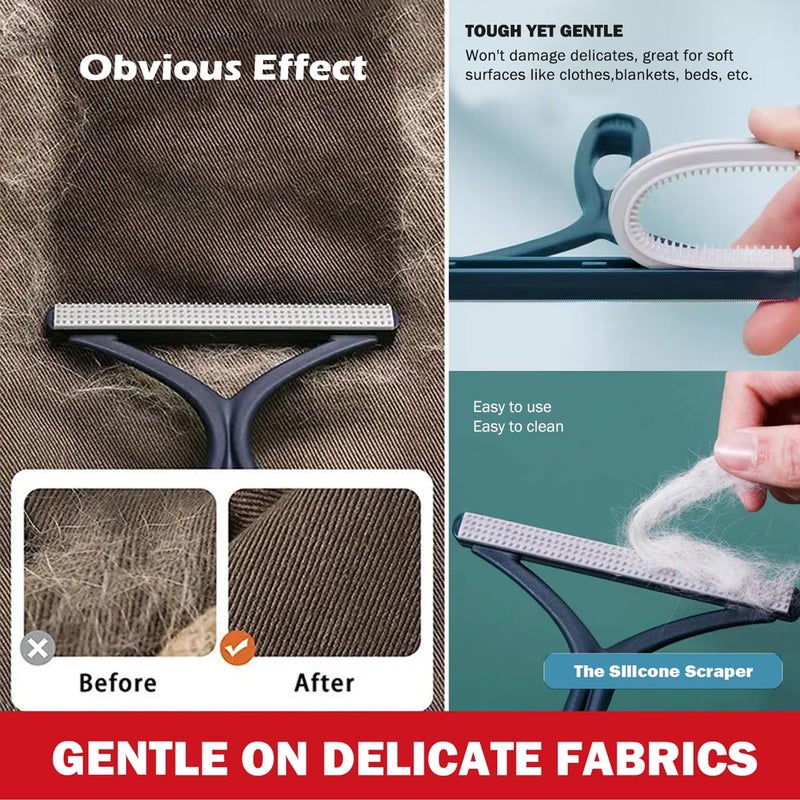 ELEMSY Pet Hair Removal Tools (3-Pack), Dog Cat Hair Remover Pro, Lint Shaver Cleaner, Fur Removal Carpet Scraper, Fuzz Hairball Brush for Carpet, Car Mat, Clothes, Couch, Pet Bed, Cat Tree, Furniture - Image 5