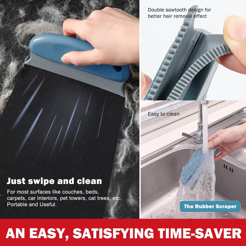 ELEMSY Pet Hair Removal Tools (3-Pack), Dog Cat Hair Remover Pro, Lint Shaver Cleaner, Fur Removal Carpet Scraper, Fuzz Hairball Brush for Carpet, Car Mat, Clothes, Couch, Pet Bed, Cat Tree, Furniture - Image 4