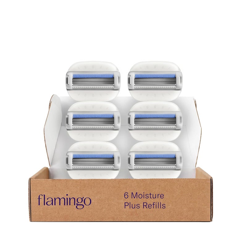 Flamingo Moisture Plus Razor Blades for Women Moisture Plus Razor Blade Refills 6 Razor Blade Refills