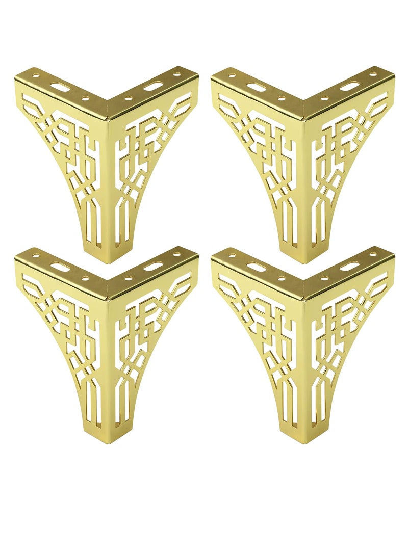 أرجل أثاث معدنية لآلات الكنب وخزائن، أرجل طاولات حديثة بأسلوب تويلا، دعم لصناديق التخزين وخزائن الملابس، بدائل لأرجل الكراسي والأرائك، قاعدة لتلفاز، أدراج، مجموعة 4 قطع ذهبية، طول 5 بوصات. - Image 1