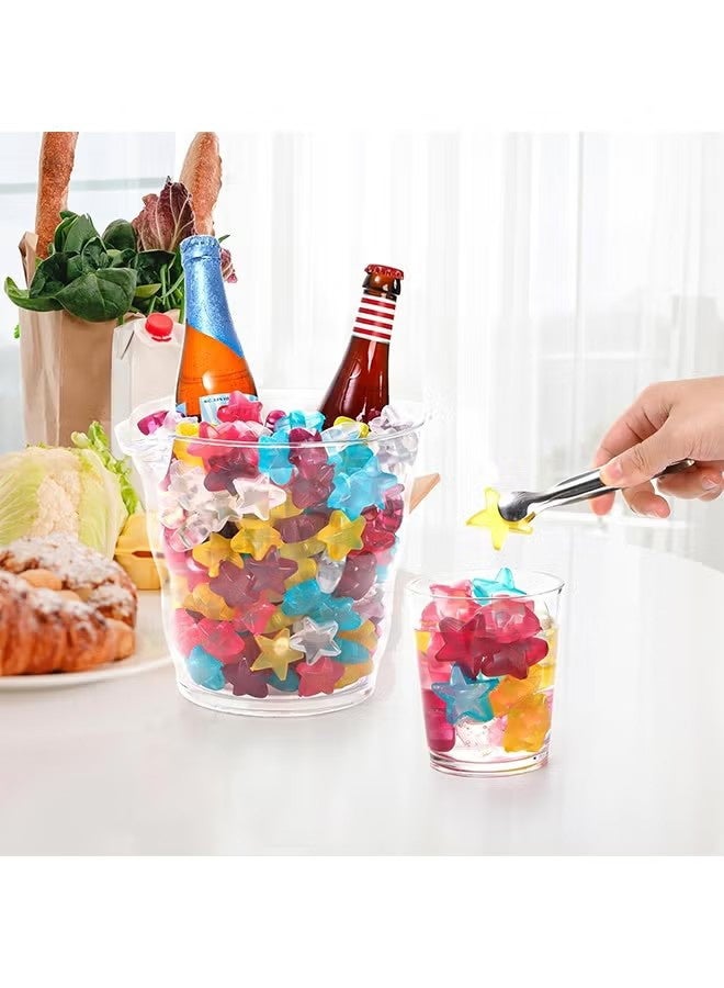 واي جيه 24 قرص قوالب جليد نجمة بلاستيكية قابلة لإعادة الاستخدام للمشروبات، مكعبات جليد ملونة قابلة لإعادة التجديد وغير مخففة، مستلزمات الحفلات للأولاد والفتيات الأطفال البالغين - Image 3