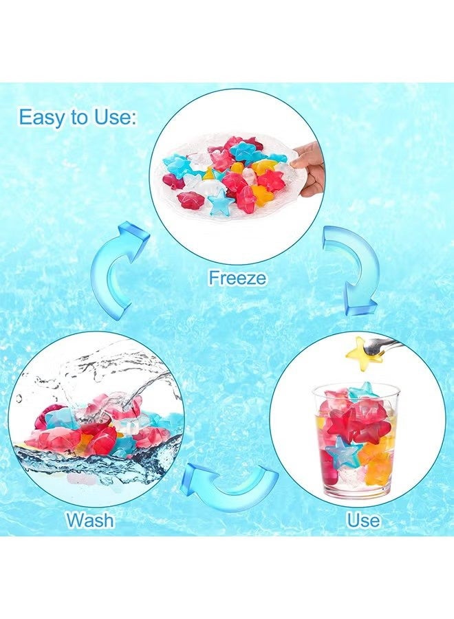 واي جيه 24 قرص قوالب جليد نجمة بلاستيكية قابلة لإعادة الاستخدام للمشروبات، مكعبات جليد ملونة قابلة لإعادة التجديد وغير مخففة، مستلزمات الحفلات للأولاد والفتيات الأطفال البالغين - Image 4