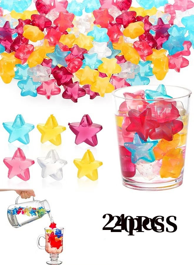 واي جيه 24 قرص قوالب جليد نجمة بلاستيكية قابلة لإعادة الاستخدام للمشروبات، مكعبات جليد ملونة قابلة لإعادة التجديد وغير مخففة، مستلزمات الحفلات للأولاد والفتيات الأطفال البالغين - Image 1