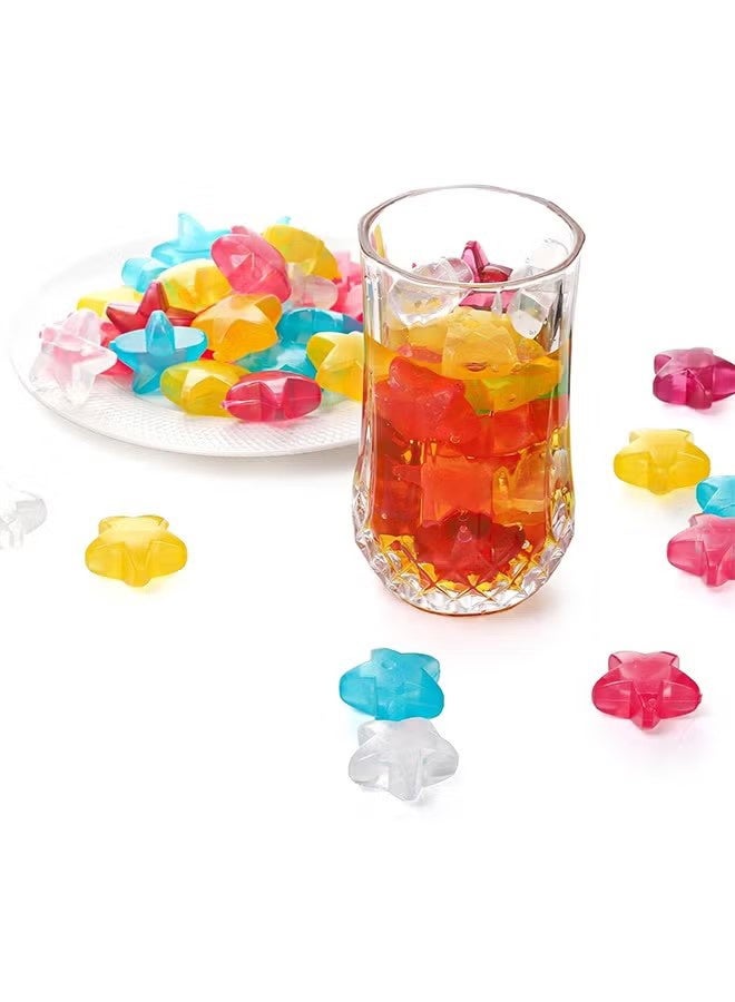 واي جيه 24 قرص قوالب جليد نجمة بلاستيكية قابلة لإعادة الاستخدام للمشروبات، مكعبات جليد ملونة قابلة لإعادة التجديد وغير مخففة، مستلزمات الحفلات للأولاد والفتيات الأطفال البالغين - Image 5