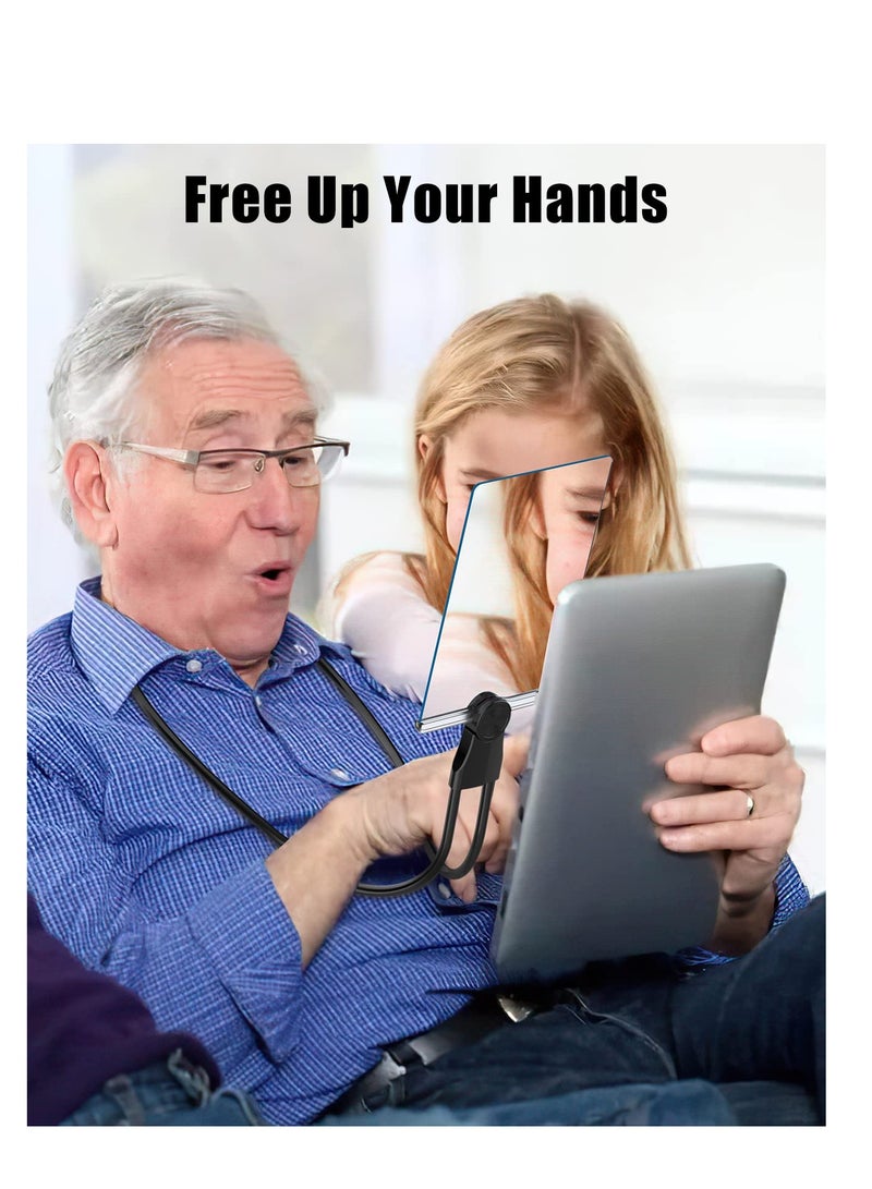 SYOSI 5X Hands Free Magnifying Glass for Reading. 24*17cmLarge Full Book Page Magnifier for Neck Wear. Magnifier for Reading,Sewing, Cross Stitch, Inspection (Black) - Image 2