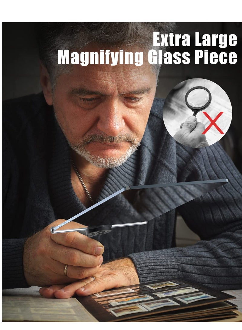 SYOSI 5X Hands Free Magnifying Glass for Reading. 24*17cmLarge Full Book Page Magnifier for Neck Wear. Magnifier for Reading,Sewing, Cross Stitch, Inspection (Black) - Image 5