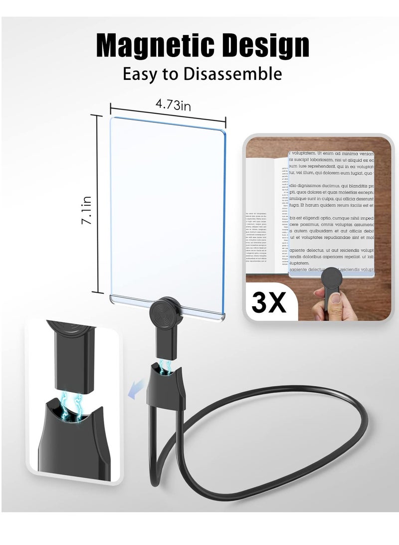 SYOSI 5X Hands Free Magnifying Glass for Reading. 24*17cmLarge Full Book Page Magnifier for Neck Wear. Magnifier for Reading,Sewing, Cross Stitch, Inspection (Black) - Image 4