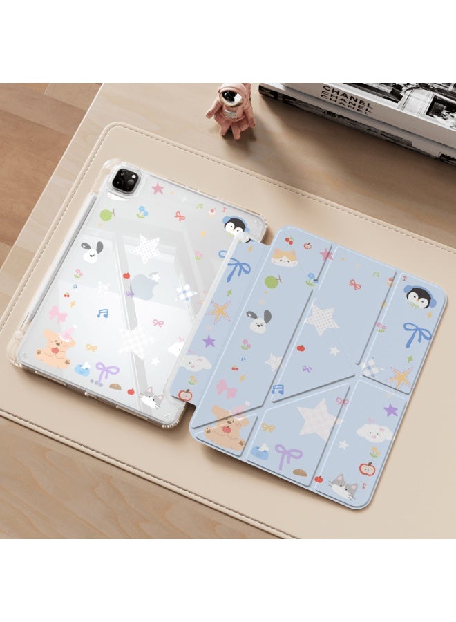 Rbp  Ipad 12/11/10th Gen 3-fold Protective Case Acrylic Texture Airbag Bumper Multi-angle Pen Slot - Blue Dream