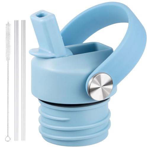 VGHNQ Straw Lid for Hydroflask, Lids with Straw for Hydro Flask 18 21 24 oz Standard Mouth, Replacement Sport Cap for HydroFlask Top Lid with Flexible Handle, Sport Water Bottle Cap Accessories, Rain - Image 1