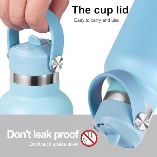 VGHNQ Straw Lid for Hydroflask, Lids with Straw for Hydro Flask 18 21 24 oz Standard Mouth, Replacement Sport Cap for HydroFlask Top Lid with Flexible Handle, Sport Water Bottle Cap Accessories, Rain - Image 4