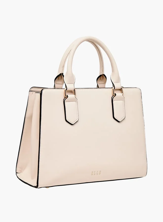 ايل Women Monogram Print Tote Bag with Detachable Strap and Zip Closure