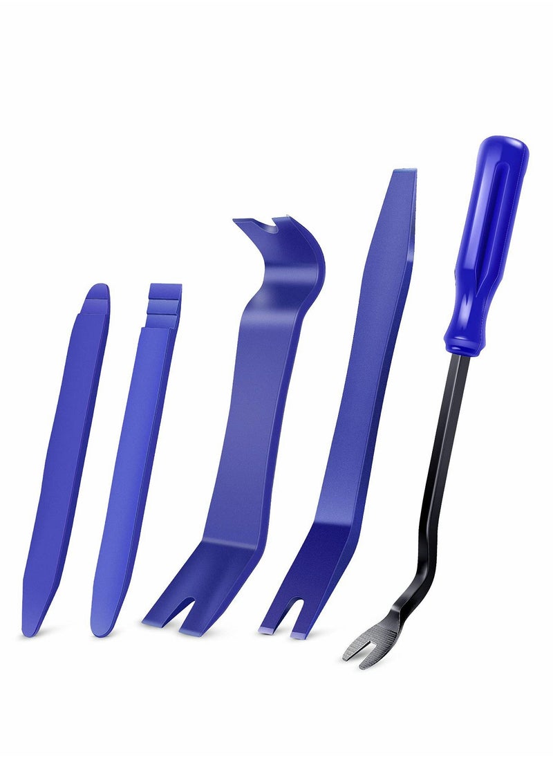 KASTWAVE 5PCS Pry Off Removal Tool Car Blue Set, Fastener Removal Tool Car Tool - Easy to Remove Car Stereo, Door Panel, Fastener, Mold, Dashboard  - Image 1