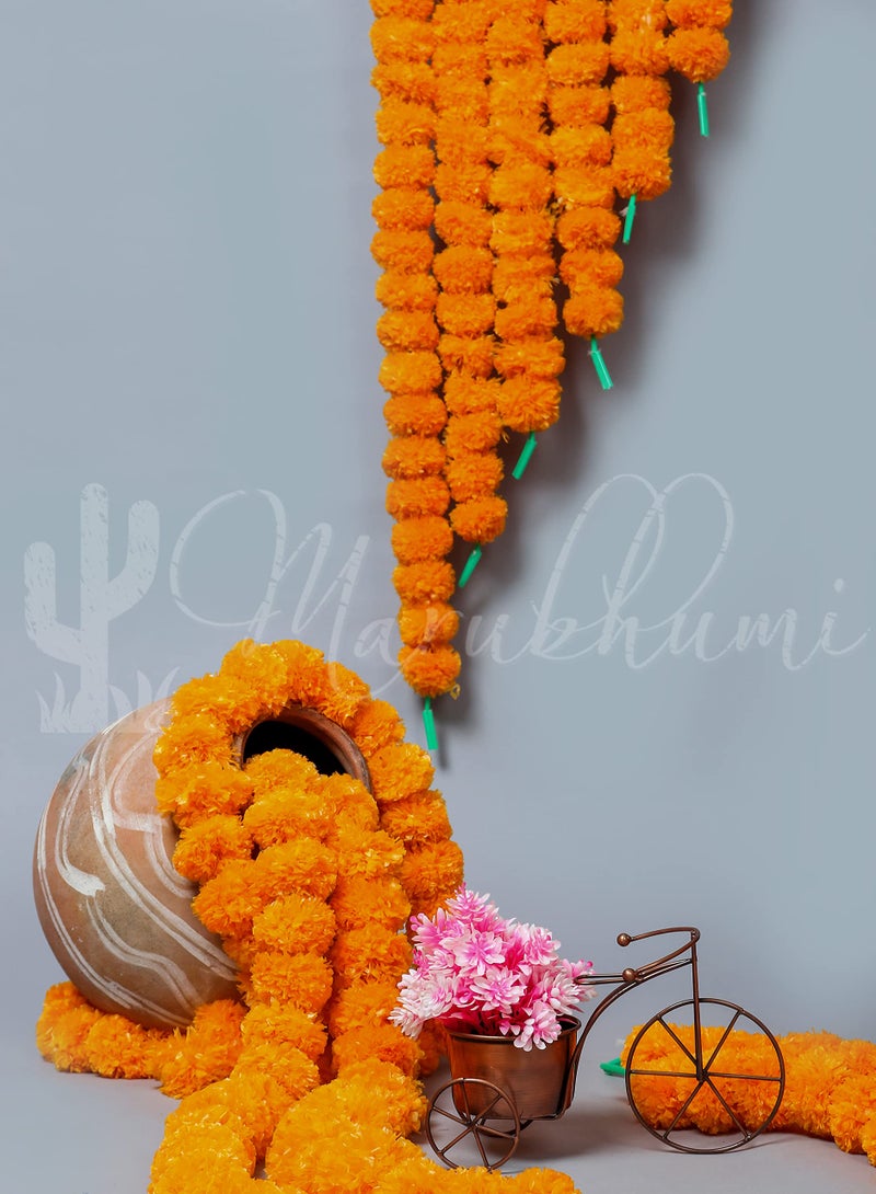 Marubhumi 5-PC Artificial Marigold Flower Garland – 5 Feet Long Strands | Diwali, Wedding & Festive Decoration | Traditional Indian Home Décor - Image 4