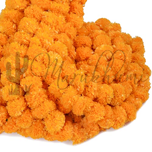 Marubhumi 5-PC Artificial Marigold Flower Garland – 5 Feet Long Strands | Diwali, Wedding & Festive Decoration | Traditional Indian Home Décor - Image 1
