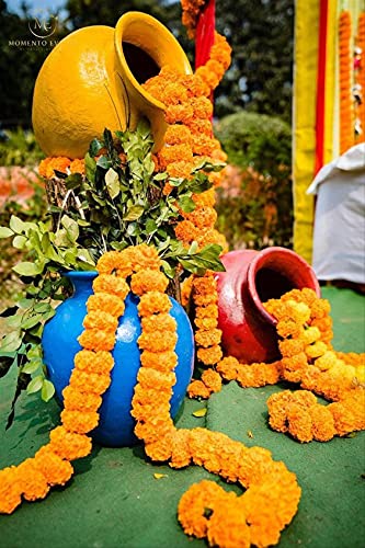 Marubhumi 5-PC Artificial Marigold Flower Garland – 5 Feet Long Strands | Diwali, Wedding & Festive Decoration | Traditional Indian Home Décor - Image 5